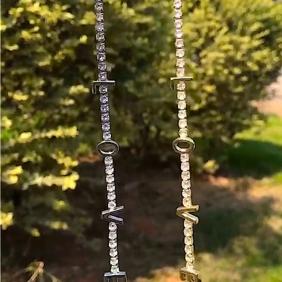 Gold Cubic Zircon Love Letter Choker Tennis Minimalist - Picture 3 of 7